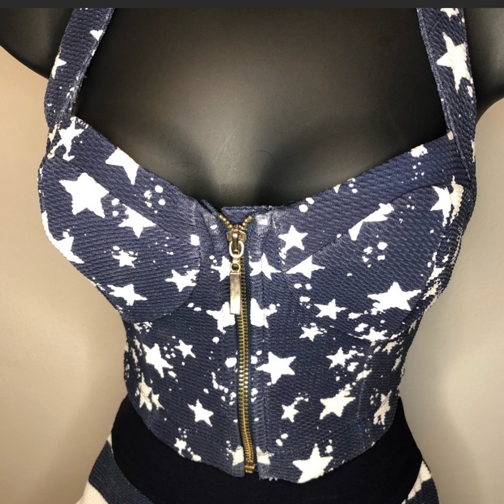 Navy blue with white stars crop top